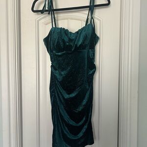 Sparkly Emerald Green Velvet Slip Dress